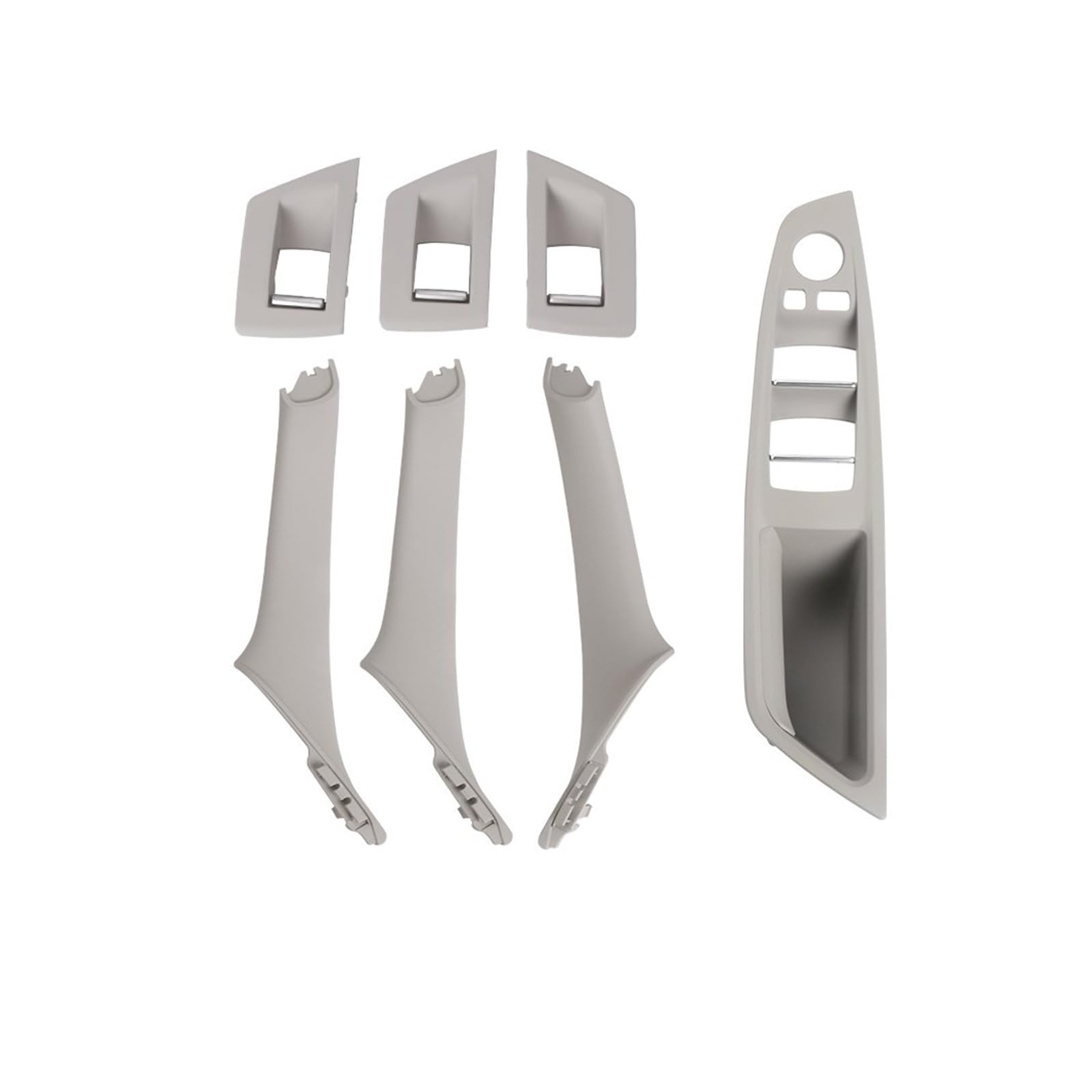 Fpcdhxsp Inner Door Pull Handle Trim Cover for BMW for 5 Series for F10 for F18 523 525 528 LHD RHD Car Interior Door Handle Pull 7Piece Set(RHD Gray)