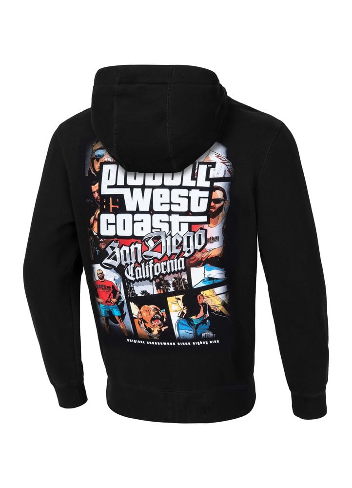 Pitbull Męska bluza z kapturem męska bluza z kapturem z bawełny Most Wanted sweter bluza z kapturem bluza z nadrukiem M, czarny, M