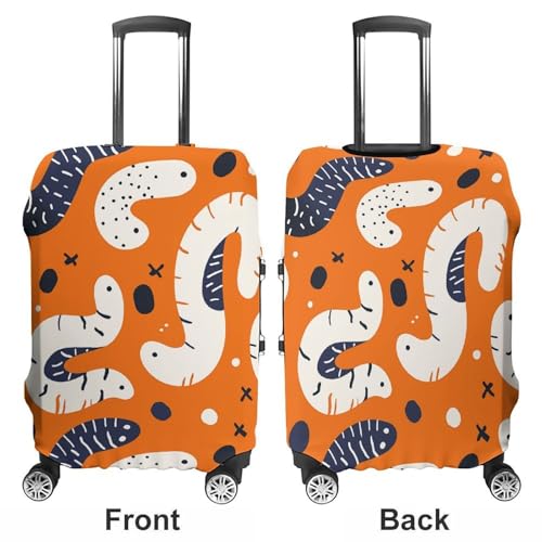 Cartoon White Worm Luggage Cover, Washable Elastic Suitcase Cover Protector Fit 18-32 Inch Luggage3