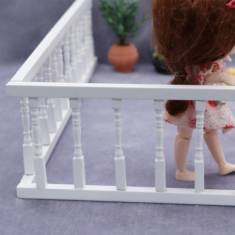 AirAds Dollhouse DIY 1:12 Miniature Fences Bar Picket Fence Balusters Railing Wood White (Lot 2pcs)