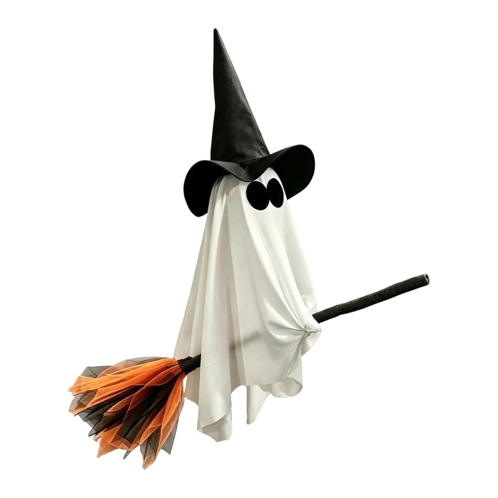 Halloween Ghost Witch Broom Hanging Ornament Spooky Pendant for Indoor Outdoor Haunted House Party Decor with 70cm Height [object Object] [object Object]