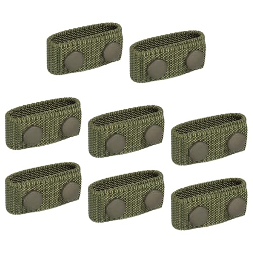 PATIKIL Nylon Belt Keepers, 8 Pcs Double Snaps Belt Keepers Nylon Webbing Loop Holder with Double Snaps for 2.2 Inch Wide Security Fixing, Green