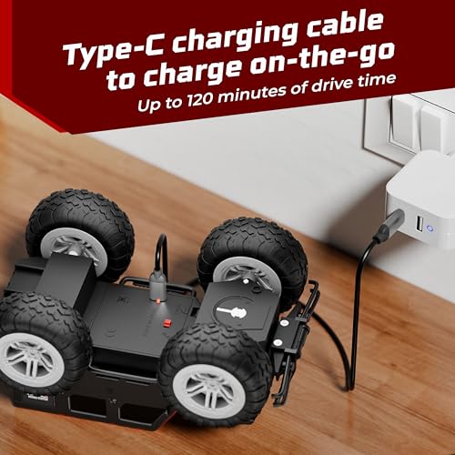 Image of Lifelong Cuppy Off Roader Remote Control Car for Kids | 4x4 Offroad Monster Car for Kids | Anti-Skid Remote Toy Car | Gifts for Boys 8-12 | Type C Chargeable RC Car 4x4 Off Roader (Black, LLCORC03)