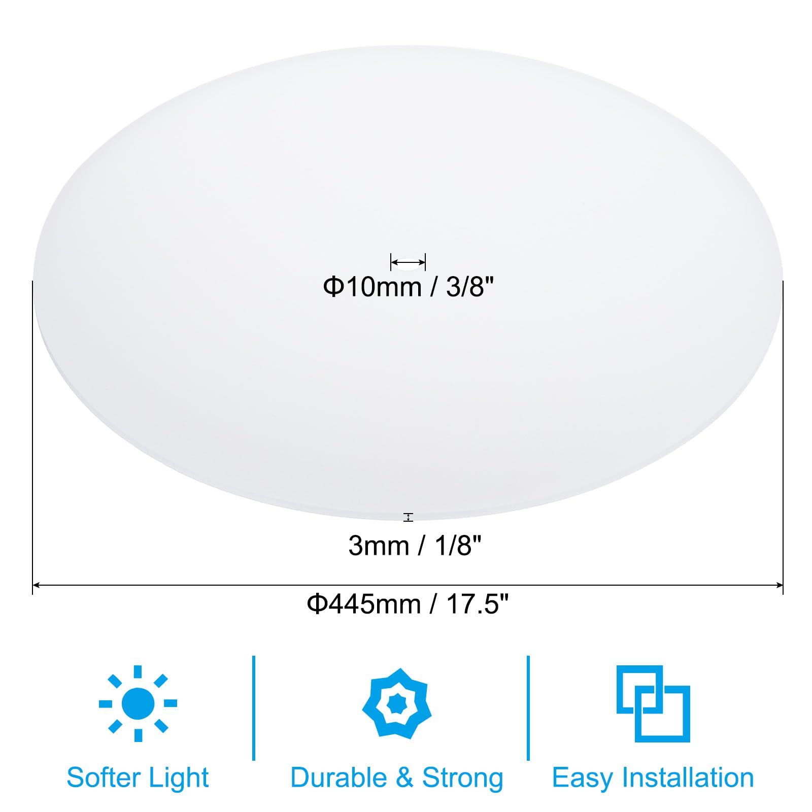 PATIKIL Pantalla Difusor, 17,5" Diámetro Con 3/8" Central Agujero