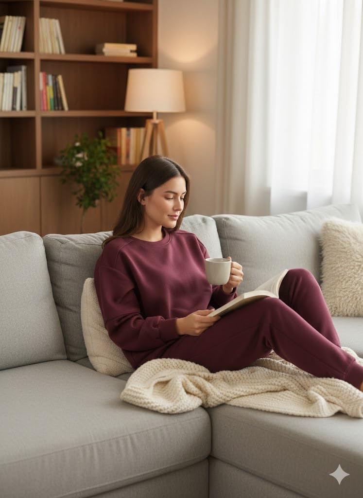 Damen Jogginganzug Zweiteiler – Weicher Hausanzug mit Hoodie & Jogginghose – Casual Trainingsanzug für Freizeit, Sport & Yoga – Einheitsgröße (36-42) – Modell 7065