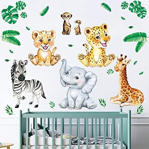 DECOWALL Jungle Animals Wall Stickers for Kids Cover