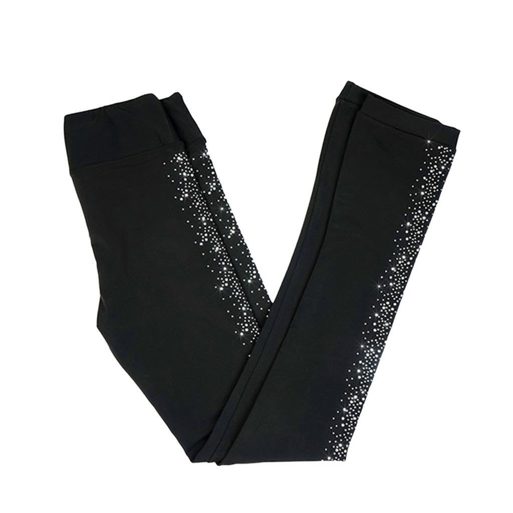 Collants en Coton molletonné ornés de Cristaux Scintillants, Parfaits pour Le Patinage Artistique et Les activités Sportives. Confortables et Doux pour la Peau.