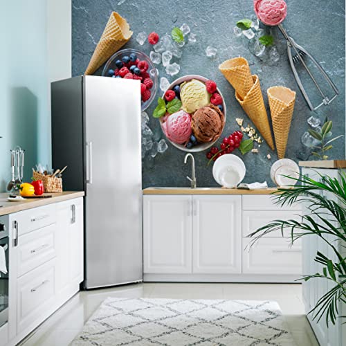 Wallepic Selbstklebende Fototapete Küche Süßigkeiten EIS Obst Erdbeeren...