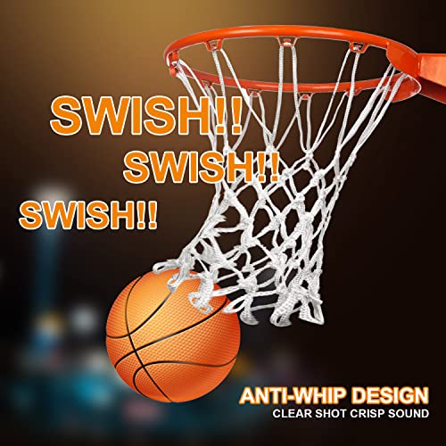 ATINUS Basketball Net,Professional Heavy Duty Basketball Net Replacement, All Weather Anti Whip Basketball Hoop Net for Indoor and Outdoor - 12 Loops Rim(White)