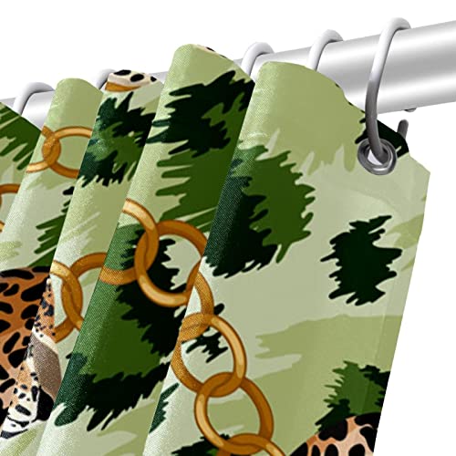 Rideau de douche imperméable vert imprimé léopard pour une ambiance jungle - 6