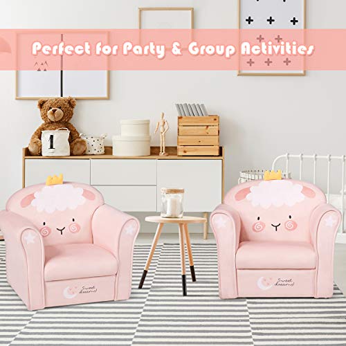 Costzon Kids Sofa, Children Armrest Chair With Pattern, Toddler Furniture W/Sturdy Wood Construction For Boys & Girls, Armrest Couch For Preschool Children, Lightweight Children Sofa Chair (Lamb) #TOP2