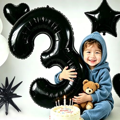 Image of TONIFUL 5th Birthday Balloons Kit 40 Inch Black Large Number 5 Foil Balloon
