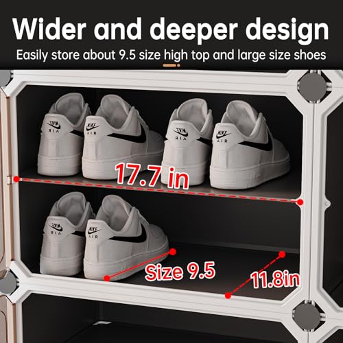 Image of MAGINELS 8-Tier Shoe Rack,Expandable Plastic Shoe Cabinet. Shoe Storage with Door,Entryway, Closets, Hallway, and Bedroom.Accommodates Up to 48 Pairs of Shoes.Grey (3 by 8)