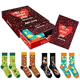 Kylie Crazy Pack San Valentín de 4 Pares de Calcetines Divertidos con Diseños Originales (FR/ES, Números, 36, 40, Regular, Regular)