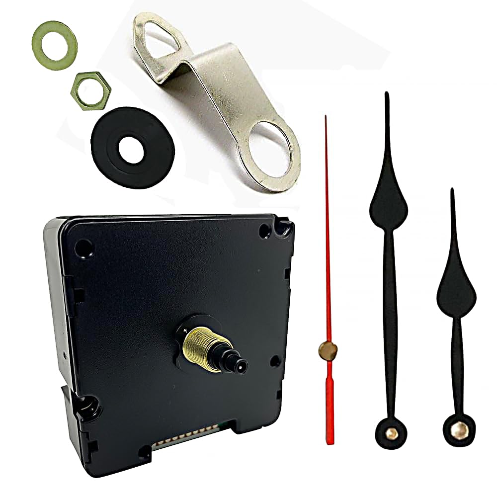 Ticking Battery Operated Automic UK Radio Controlled Clock Movement Mechanism/Motor Quartz MSF Signal (1, 117mm Black Metal Hands)