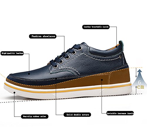 ailishabroy Men's Invisible Increase 2.36in Casual Leather Shoes Lace up Running Shoes senakers2
