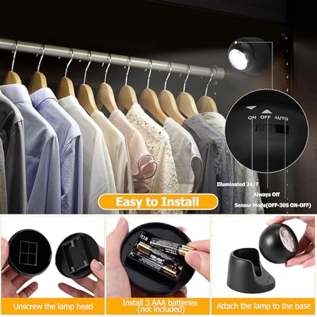 Motion Sensor Outdoor Lights - Outdoor Motion Sensor Light Battery Operated Wireless Spotlight Motion Detector Security Light Auto On Off for Sheltered Porch Stair Hallway Garage Wall Shed (1 Pack)