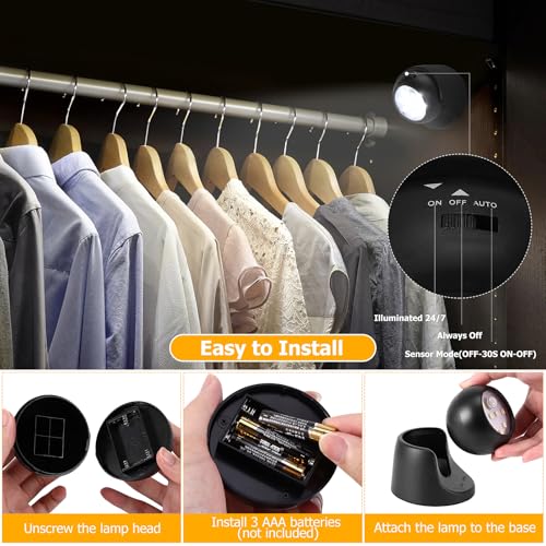 Image of Motion Sensor Outdoor Lights - Outdoor Motion Sensor Light Battery Operated Wireless Waterproof Spotlight Motion Detector Security Light Auto On Off for Porch Stair Hallway Garage Wall Shed (2 Pack)