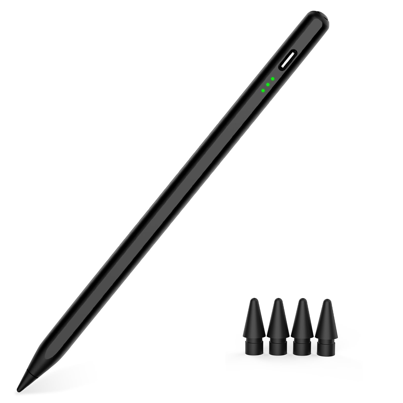 Black Stylus Pen for Apple iPad 2018-2025, (2X Faster Charge), Pixel Precision, Active Pencil Compatible with iPad 10/9/8/7/6th Gen, Pro 12.9"/11"/M4, Air 3/4/5/M2/M3, Mini 5/6/7th