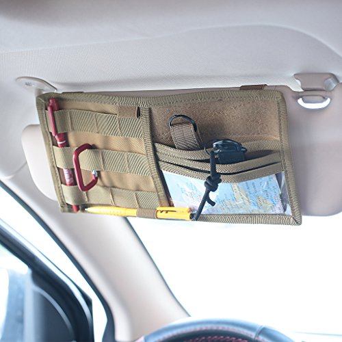 LIVIQILY Tactical Molle Vehicle Visor Panel Truck Car Sun Visor Organizer Holder Pouch