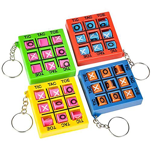 Kicko 2 Inch Tic Tac Toe Keychain - 12 Pack Mini Backpack Clip - Keyring for Bag and Belt Loop Accessory, Back to School Item, Arts and Crafts, Educational Tool, Party Favors