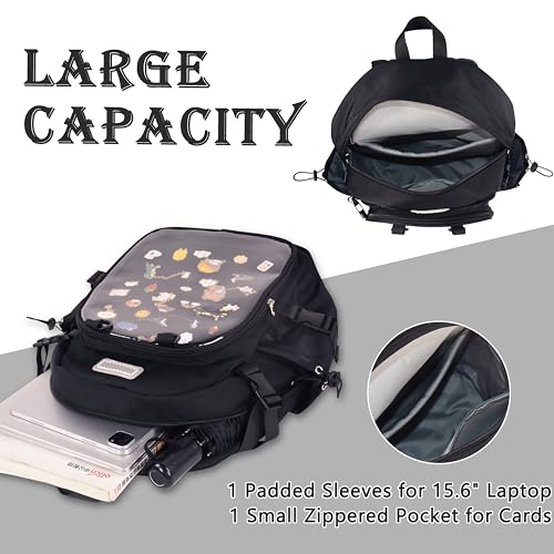 ZJYJING Ita Backpack with Pin Display Insert School Backpack for Girls Cute Ita Bag for Anime Badge Display (Black)3