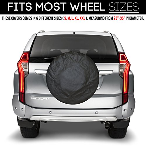Spare Tire Cover– Must-Have Car Accessories for Your SUV, Jeep, RV, Trailer, Truck – Fit Most Wheel Sizes by Kankesh (XXL(18 INCH), Black)