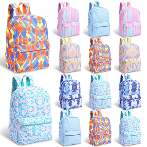 Image of Amylove 12 Pack Backpack in Bulk 17 inch Lightweight Outdoor Travel Bag Classic Bookbags Bulk for Travel Middle High (Colorful,Lovely)