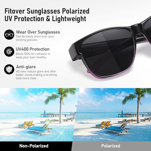 Image of GEGURI Polarized Sunglasses Fit Over Glasses for Men Women, Oversized Square Sun Glasses UV400 Protection Shades
