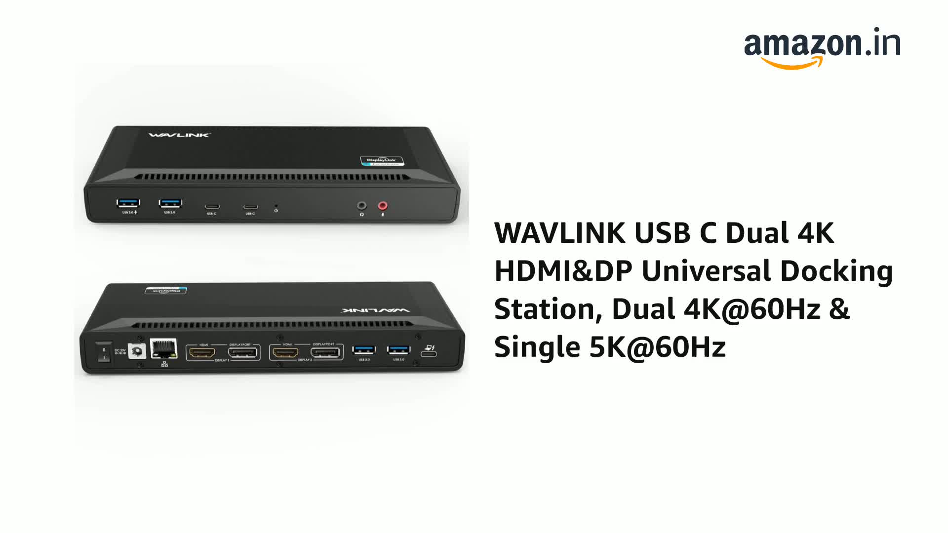 WAVLINK USB C Dual 4K HDMI&DP Universal Docking Station, Dual 4K
