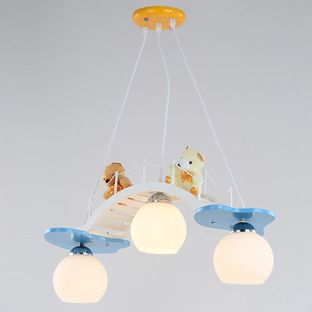 Perfect Modern LED Bear 3 Light Blue/White Iron+Glass Bedroom Living Room Restaurant Study/Ceiling/Lamps