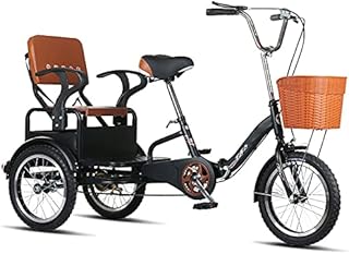 YYOBK Adult Recumbent Bikes, Foldable Tricycle for Elderly,Complete Cruiser Bikes for Seniors,Three-Wheeled Bicycles with Shopping Basket and Back Seat,16-Inch Trike Wheels (Color : Black)