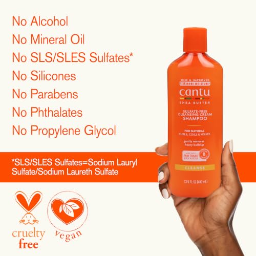 Image of Cantu Sulfate-Free Cleansing Cream Shampoo with Shea Butter for Natural Hair, 13.5 oz