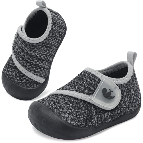 Image of FEETCITY Baby First Walking Shoes Wide Baby Shoes Infant Sneakers Newborn Crib Shoe Barefoot Lightweight Slip On Shoe