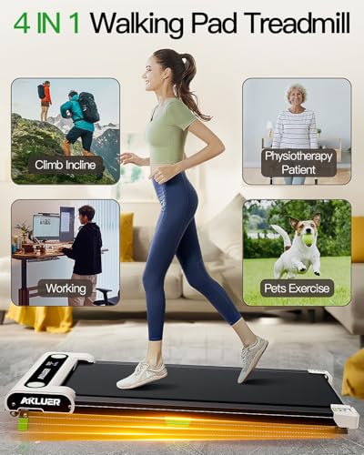 Image of Walking Pad with Incline, Akluer Incline Treadmills for Home, 2.5 HP Under Desk Treadmill Small with Remote Control, Walking Pad Small Treadmill with LED Display