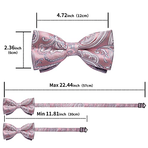 Image of DiBanGu Pre-Tied Bow Ties for Men Silk Adjustable Tuxedo Bowties Pocket Square Cufflinks Set with Lapel Pin Jacquard Woven