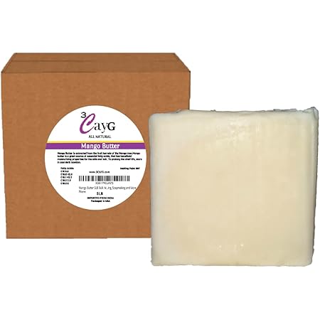 3CayG Mango Butter All Natural 5LB Bulk Wholesale Great for Whipped Body Butter Lotion & Soap Making Wild Harvested Naturally Refined