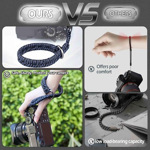 Image of Paracord Camera Wrist Strap Lanyard-Quick Release for DSLR Mirrorless Blue | Adjustable wrist size,High-strength paracord material, lightweight 1.16oz, secure metal clasp,Fits Canon Nikon Sony Fuji