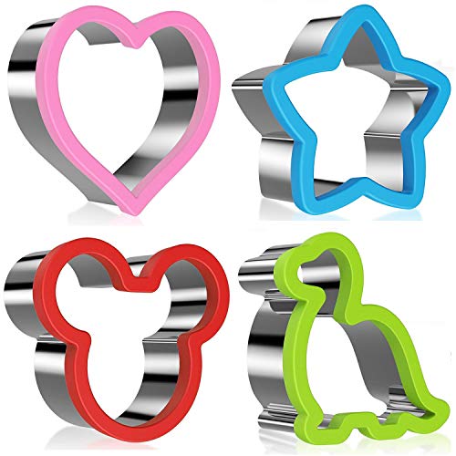 Stainless Steel Sandwich Molds - Dinosaur, Mickey Mouse, Star, Love. Set of 4.