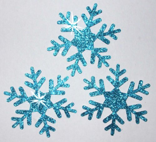 Glitzer-Schneeflocken zum Aufbügeln, 5,1 cm groß, 5 Packungen, 15 Stück blau