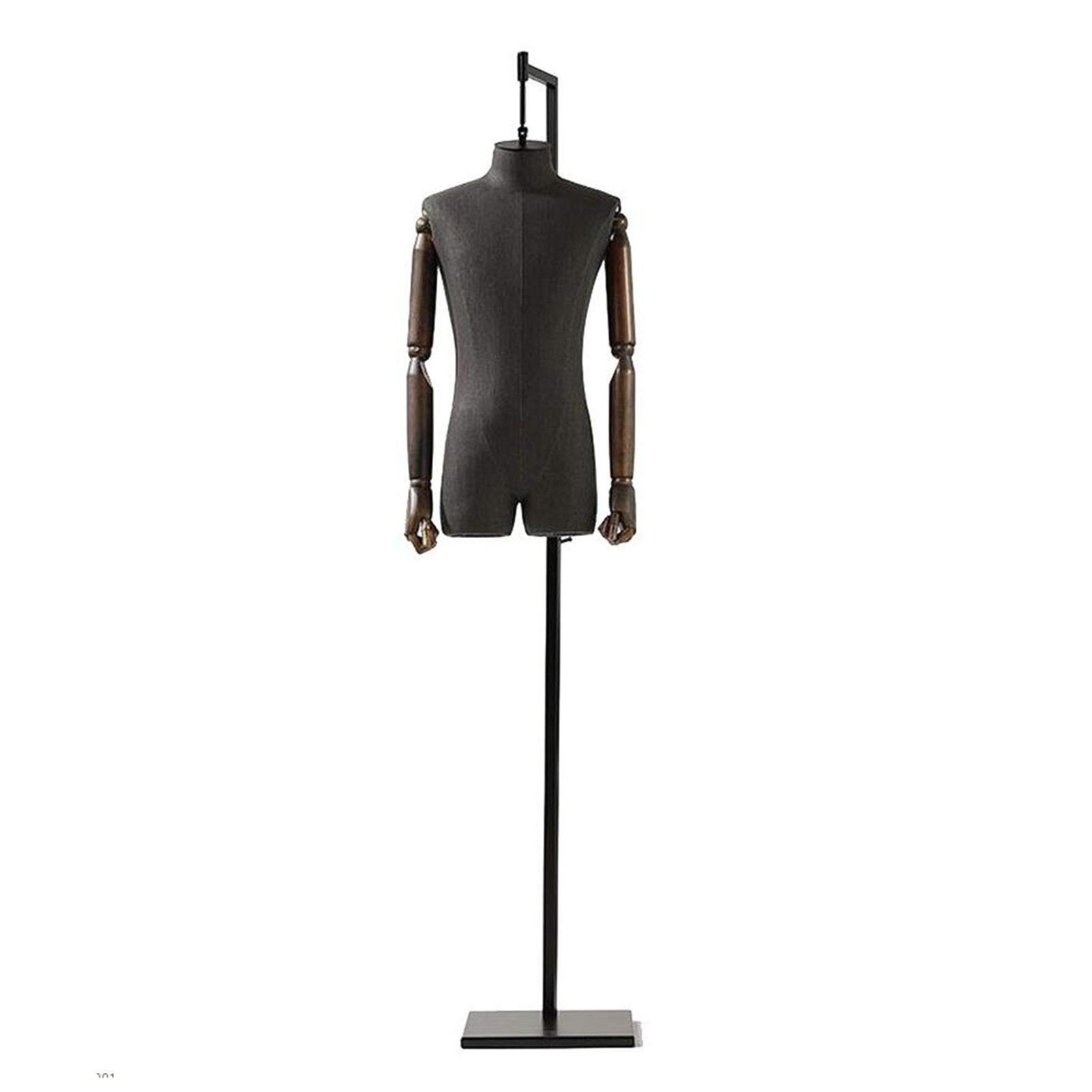 Mannequins Torso, Height Adjustable Clothing Dress Display Model Stand Hanging Mannequin Linen Fabric Square Base, 2 Styles (B M)