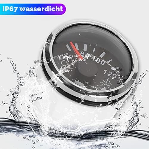Zusatzinstrumente - Kühlwassertemperaturanzeige, Ersatz Marine Auto Instrument Ersatz Für Auto & Boote Eu-Sensor(Schwarzes Zifferblatt)
