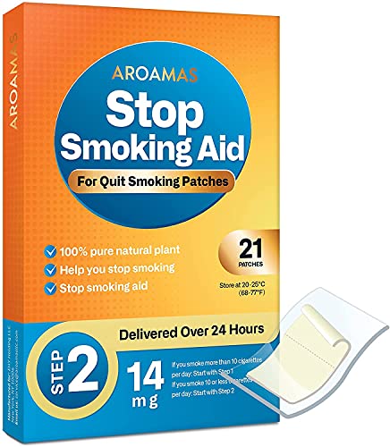 Aroamas Stop Smoking Patches, Quit Smoking Aid Step 2 - Effective and Easy to Help Quit Smoking, Delivered Over 24 Hours Transdermal System to Stop Smoking Aids That Work [14mg per Patch]