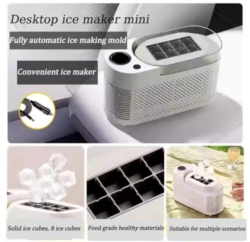 Fabricadora de hielo pequeña y portátil 12V crema miniatura 6