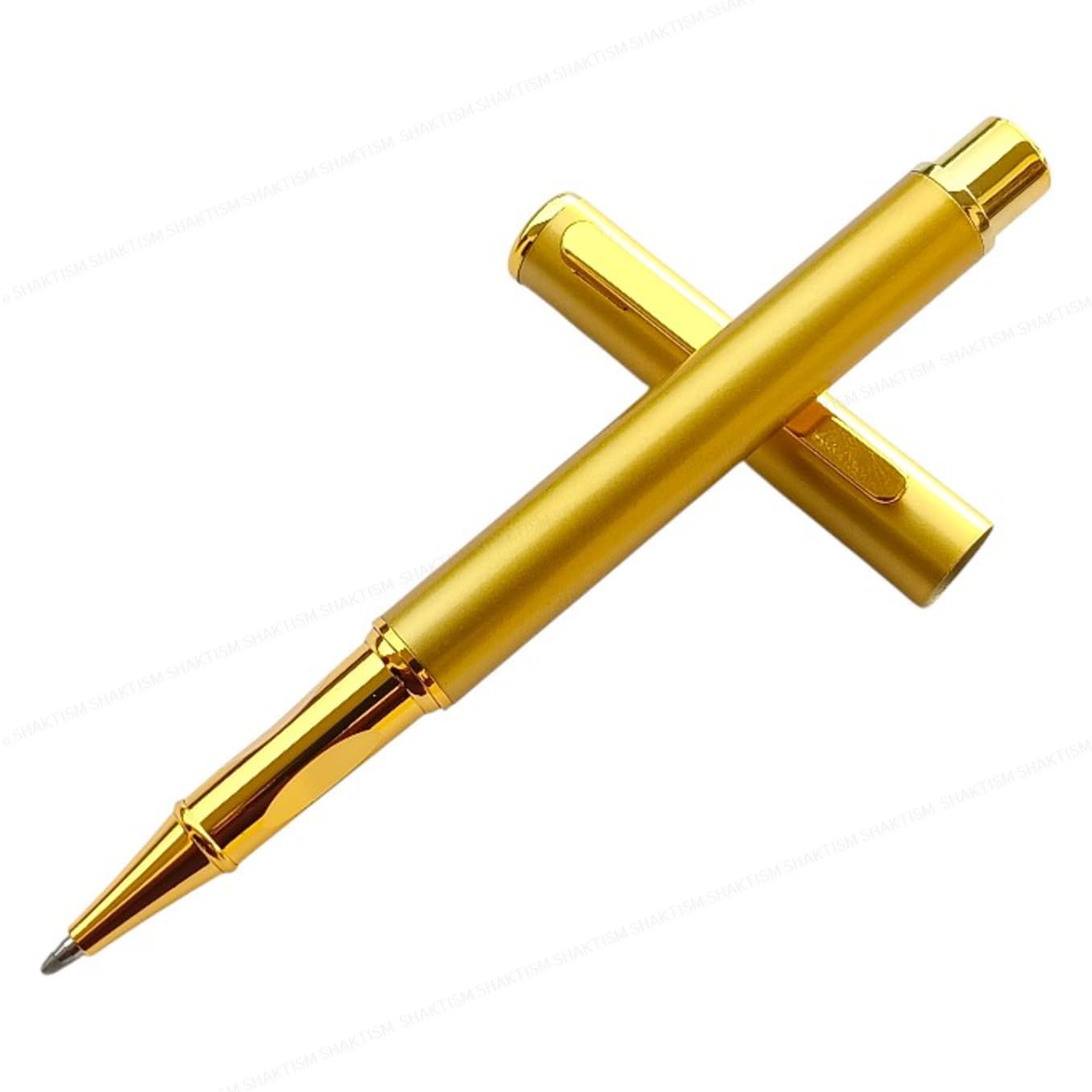 Metal Ballpoint Pen Set – 1Pcs Premium Executive Pens with Smooth Writing, Refillable Ink, Elegant Gift Box (Matte Gold Body with Gold Trim)