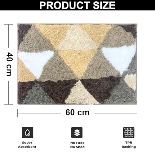 Image of Luxe Home Bath Mat Canada Triangle Super Soft Anti Skid Slip Water Soak Washable Door Mats for Home, Bathroom Mat, Floor Mat, Kitchen Mat for Floor (40x60 cm) Gold