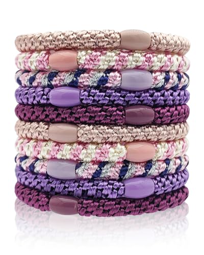 Kisvic Elastici per capelli da donna, multicolore, 10 pezzi, alla moda, intrecciati, elastici per capelli, per donne, ragazze, bambini, capelli spessi e ricci, viola