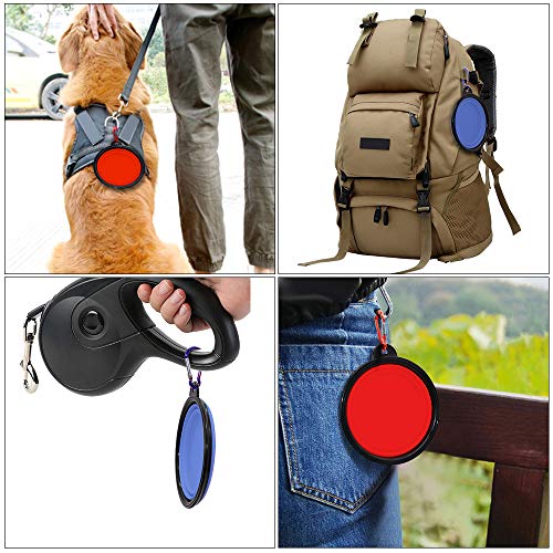 Image of SLSON Plastic Collapsible Dog Bowl, 2 Pack Collapsible Dog Water Bowls for Cats Dogs, Portable Pet Feeding Watering Dish for Walking Parking Traveling with 2 Carabiners (Small, Blue+Red)