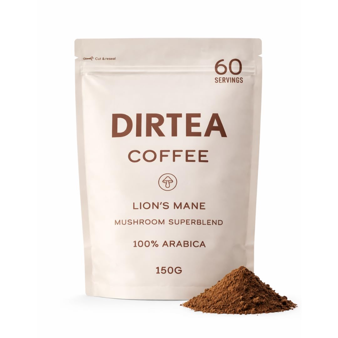 Coffee with Organic Lion's Mane - 60 Servings - 100% Arabica Coffee with B6, B12 & Folic Acid - 150g - 1,000mg per serving
