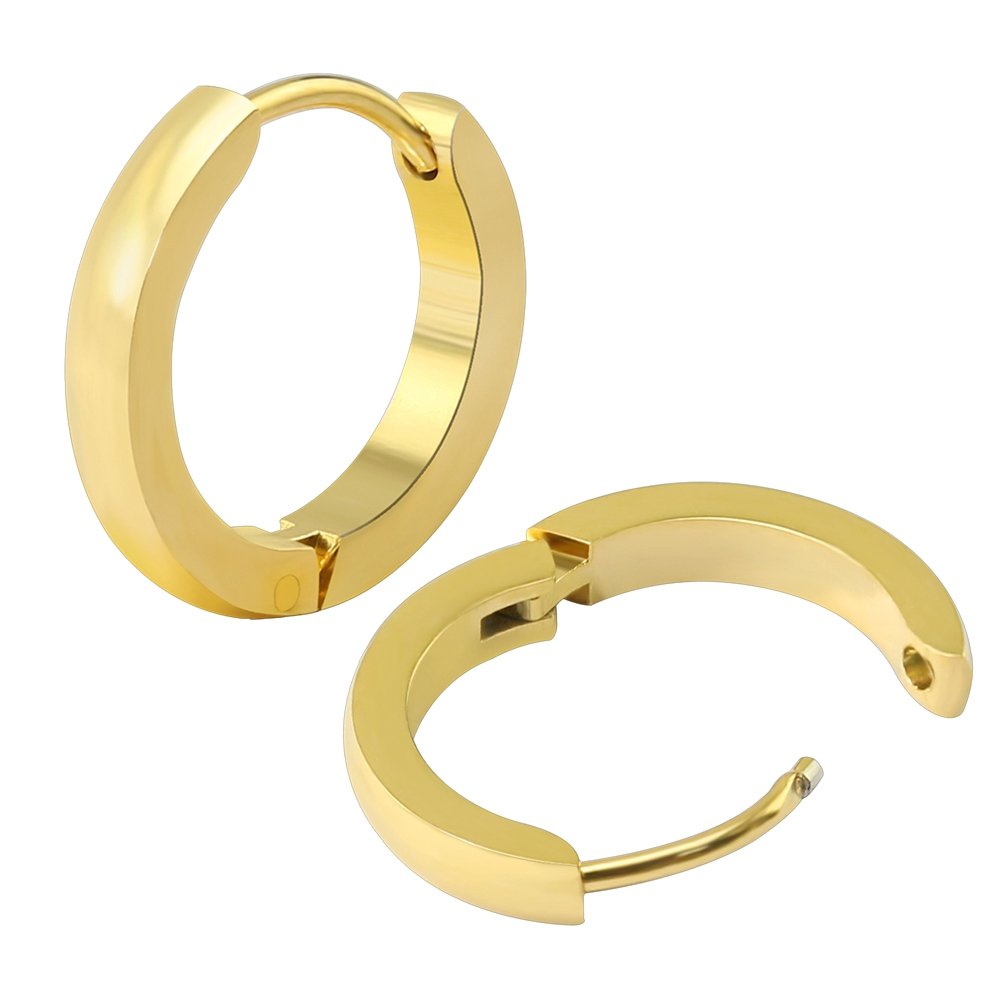 Iconik Classic Gold Plain Thin Cambered Huggie Hoop Ear Lobe Earrings Stud for Men and Women (B0773N6QYH) Amazon Price History, Amazon Price Tracker